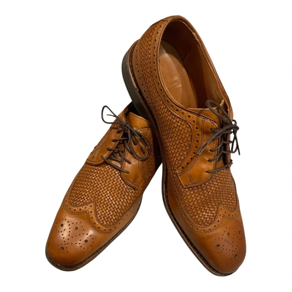 Allen Edmonds Tan Leather Brogue Oxfords 12 D‎